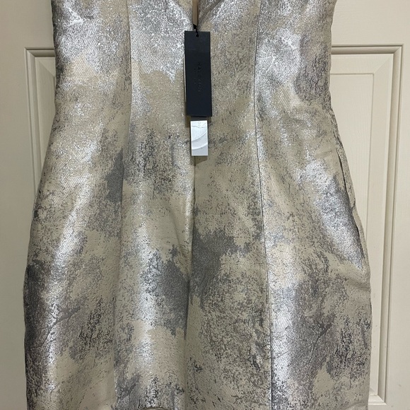 Halston Heritage Silver Strapless Sheath Dress - Picture 3 of 8